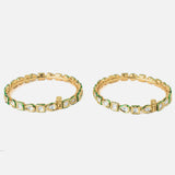 Gold Plated Kundan, Polki Womens Pair of Bangles