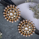 Saadgi Gold Plated Womens Pearl Pair of Stud Earrings (Freesize)