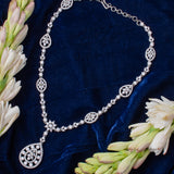 Zia Silver Plated Womens Zircon Short Necklace set (Freesize)