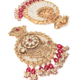 Isvaraah 2.0 Gold Plated Pink Womens Pair of Chandbali Earrings