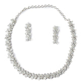 Zia Silver Plated Womens Zircon Short Necklace Set with Pair of Earrings (Freesize)