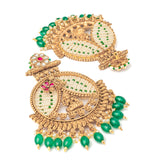 Isvaraah 2.0 Gold Plated Green Womens Pair of Chandbali Earrings