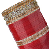Gold Plated Red Womens Pair of Chuda Set