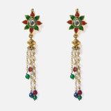 Gold Plated Multicolored Womens Pair of Tassel Earrings