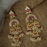 Gold Plated Red Womens Synthetic Stone Pair of Earrings