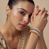 Saadgi Gold Plated Womens Kundan, Polki Pair of Bangles