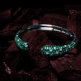 Zia Silver Plated Green Womens Zircon Kadas (Freesize)