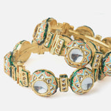 Gold Plated Multi Colored Kundan, Polki Womens Pair of Bangles
