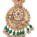 Isvaraah 2.0 Gold Plated Green Womens Pair of Chandbali Earrings