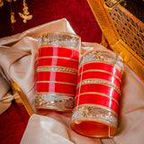 Gold Plated Red Womens Pair of Chuda Set
