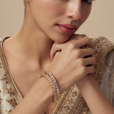 Saadgi Gold Plated White Womens Kundan, Polki Pair of Bangles