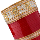 Gold Plated Red Womens Pair of Chuda Set