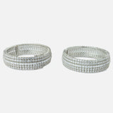 Silver Plated Zircon Womens Pair of Bangles