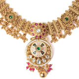 Isvaraah 2.0 Gold Plated Multicolored Short Necklace Set with Pair of Earrings