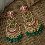 Gold Plated Pink Womens Synthetic Stone Pair of Earrings