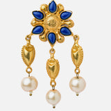 Florence Gold Plated Blue Womens Pair of Dangle Earrings