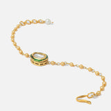 Gold Plated Green Womens Beaded Bracelet