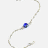 Silver Plated Blue Colored Beads Womens Bracelet