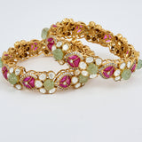 Antara Gold Plated Multicolored Womens Kundan, Polki Pair of Bangles