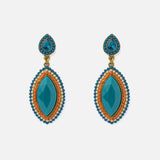 Florence Gold Plated Blue Womens Pair of Dangle Earrings
