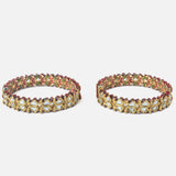 Gold Plated Synthetic Stone Womens Pair of Bangles