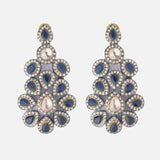 Gold Plated Blue Womens Pair of Chandbali Earrings