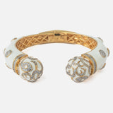 Gold Plated White Colored Synthetic Stone Womens Kada