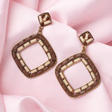 Florence Gold Plated Brown Womens Pair of Dangle Earrings