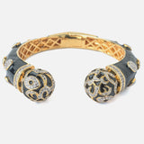 Gold Plated Black Colored Zircon Womens Kada