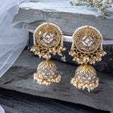 Saadgi Gold Plated Womens Kundan, Polki Pair of Dangler Earrings (Freesize)