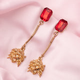 Florence Gold Plated Red Womens Pair of Drop Earrings