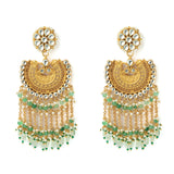 Gold Plated Green Womens Synthetic Stone Pair of Earrings