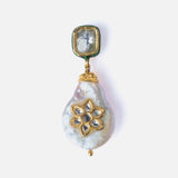 Gold Plated White Womens Kundan & Polki Drop Pair of Earrings