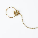 Saadgi Gold Plated Kundan, Polki Womens Nath with Chain (Freesize)