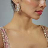 Florence Silver Plated Gold Zircon Womens Pair of Hoop Earrings (Freesize)