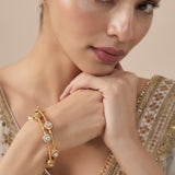 Gold Plated Womens Synthetic Stone Pair of Bangles