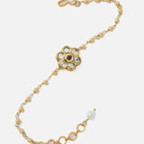 Gold Plated Red Colored Kundan, Polki Womens Bracelet