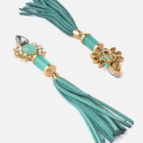 Florence Gold Plated Green Womens Pair of Dangle Earrings