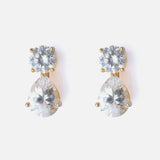 Gold Plated Womens Diamond Drop Pair of Earrings
