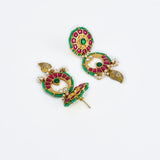 Morpankh Silver Plated Multicolored Womens Kundan, Polki Long Necklace Set with Pair of Earrings (Freesize)