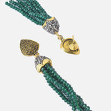 Gold Plated Green Womens Beaded Tassel Pair of Earrings