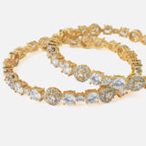 Gold Plated Synthetic Stone Womens Pair of Bangles