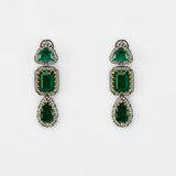 Florence Silver Plated Green Zircon Womens Pair of Danglers Earrings (Freesize)