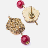 Florence Gold Plated Red Womens Pair of Stud Earrings