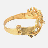 Gold Plated Red Colored Synthetic Stone Womens Kada
