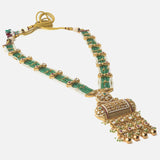 Gold Plated Green Womens Long Necklace