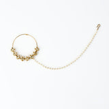 Saadgi Gold Plated Kundan, Polki Womens Nath with Chain (Freesize)