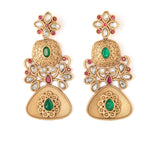 Isvaraah 2.0 Gold Plated Green Womens Pair of Chandbali Earrings