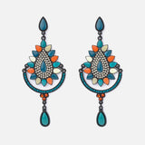 Florence Black & Blue Womens Pair of Drop Earrings