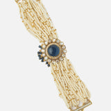 Gold Plated Blue Womens Beaded Bracelet